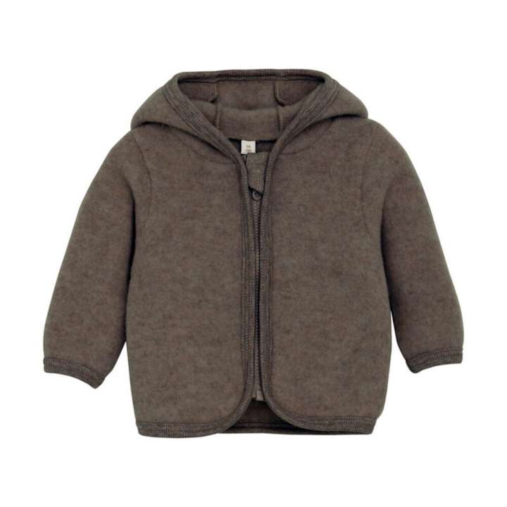 Priser på Cardigan m. Ører Uld Fleece - Brown Melange - 92