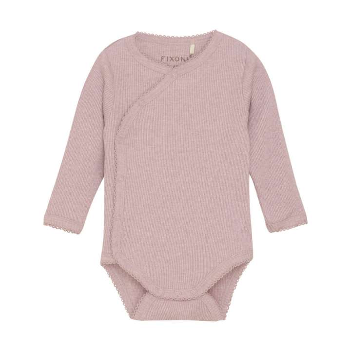 Priser på Slå-om Body langærmet Mélange Rib - Pale Mauve - 50