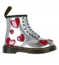 Dr. Martens Støvler - 1460 T - Silver Metallic+Bright Red/Patent